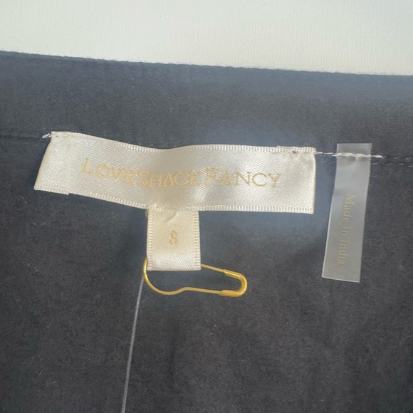 LOVE SHACK FANCY Black Edie Cotton Poplin Lace Button-Down Shirt Dress S B1670 - Picture 7 of 7